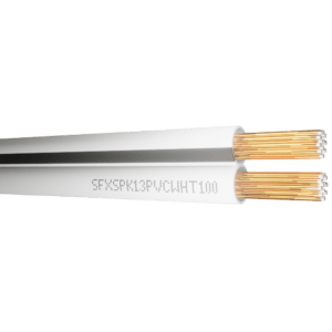 Speaker Cable 2 Cores 13 x 0.2mm x 0.40mm PVC - White with Black Tracer 100m