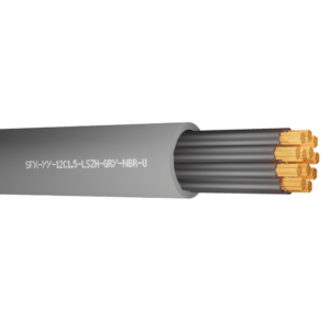 YY Control Flex Cables 12 Core 1.5mm Numbered Cores LSZH - Grey per metre
